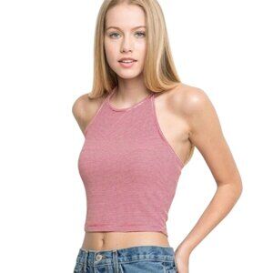 Brandy Melville Sachi Halter Top in Red & White Stripe Summer Casual Women's O/S